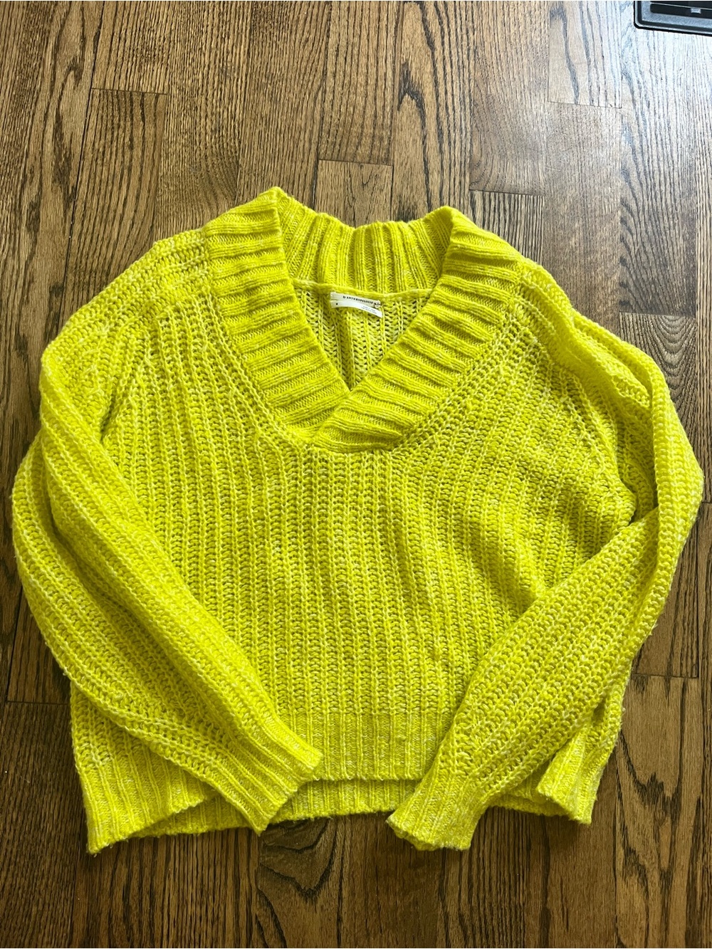Bright yellow wool anthropology sweater. Medium.